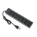 High Speed 7 Ports USB HUB 2.0 Adapter Expander Multi USB Splitter Multiple Extender with LED Lamp Switch for PC Laptop