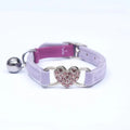 Heart Shaped Cat Collar With Bell Safety Elastic Adjustable Collar Soft Cat Crystal Collar For Kitten Puppy Pet Supplies