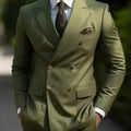 High Quality Brown Men Suits 2024 Double Breasted Bespoke Wedding Suit Peaked Lapel Formal Blazer Slim Fit 2 Piece Jacket Pants