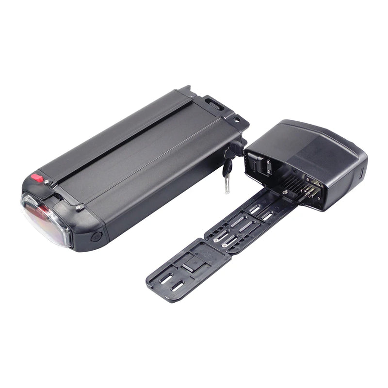 EVRYjourney  FATTIRE 500W RearRack Ebike Battery 48V 10.4Ah 12Ah 14Ah with Taillight Charger & Safety Lock for Electric Bike