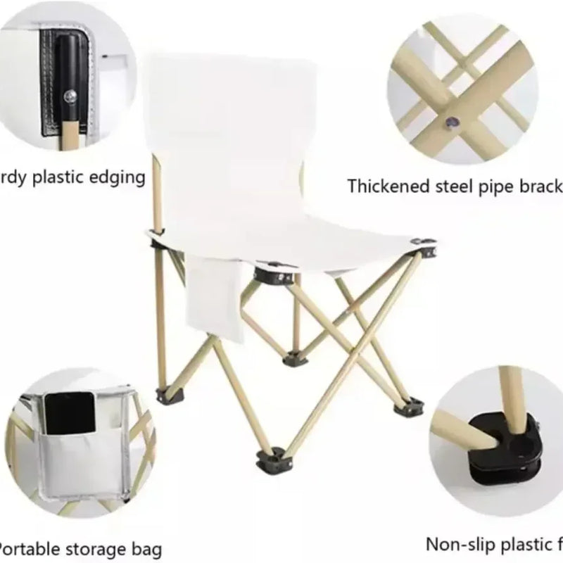 Outdoor Foldable Chair Camping Chair with Side Pocket Picnic Oxford Cloth Chairs Portable Beach Fishing Chairs Outdoor Chair