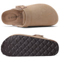 Asgard Women's Suede Clogs Summer Cork Footbed Leather Mules Slippers With Adjustable Strap Unisex Comfortable Soft Potato Shoes