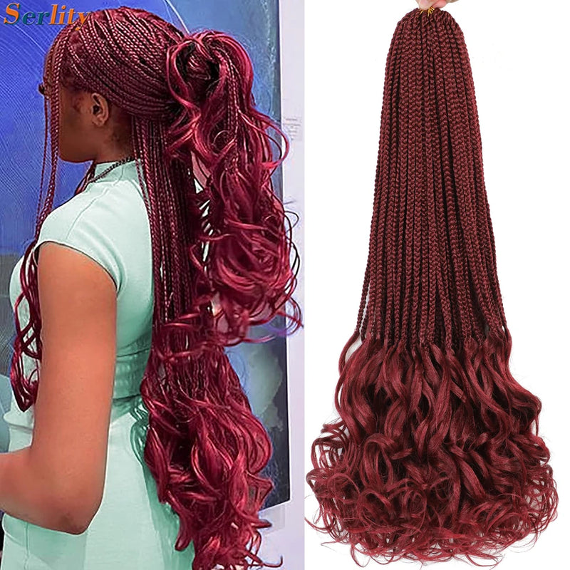 14 18 24 Inch French Curl Crochet Braids 1B 30 27 33 350 613 Bug 12 Colors Ombre Pre Braided Box Braids Crochet French Curl Hair