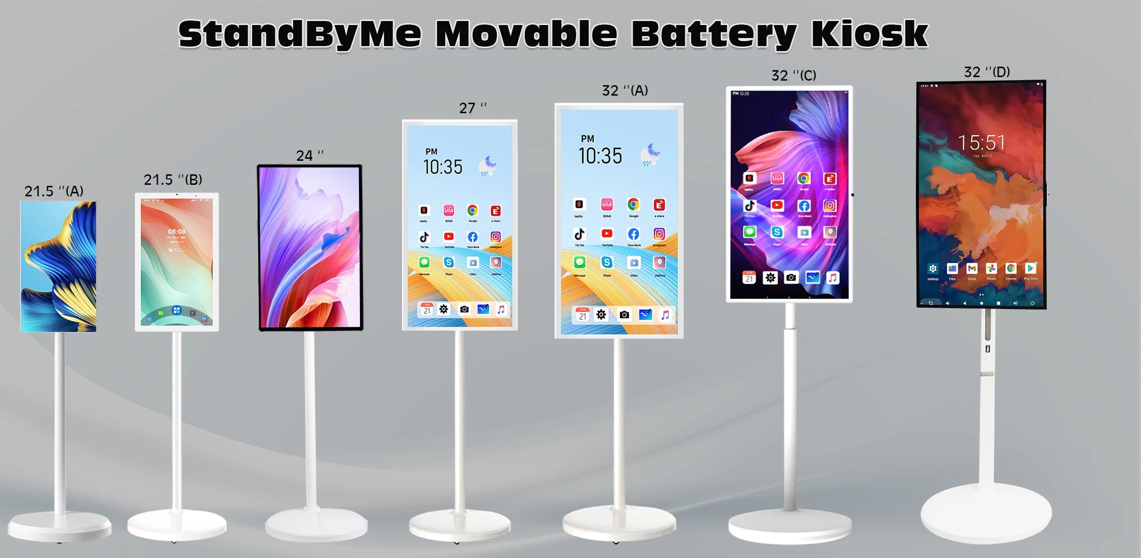 21.5 24 27 32 Inches Android Portable Smart TV Video Player Indoor Interactive Wireless Display With 5H 7H 9H Battery Life