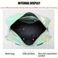 Large Capacity Holographic Travel Duffel Bag Lightweight Nylon Weekender Tote for Gym Sports Overnight Trips