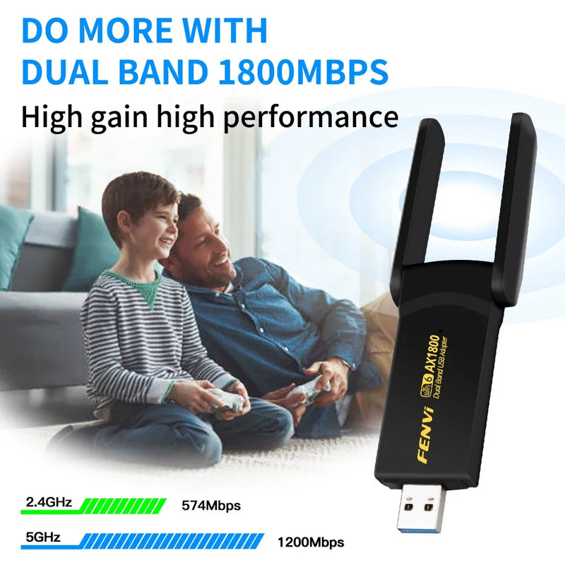 Fenvi WiFi 6 AX1800 USB 3.0 Adapter Dual Band 2.4G/5Ghz Receiver Dongle Network Card Antenna Wireless For - Visuel 2 | SAMAG