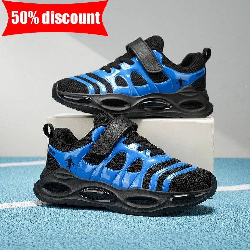 Childrens Sneakers Black Mesh Breathable Comfortable Boys Girls Fashion Casual Shoes Outdoor Soft Elastic Walking Tennis Shoes