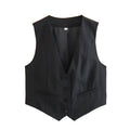 MUJER Women's Vest Black White Cropped Vest Top Women V Neck Sleeveless Vest Woman Fashion Working Summer Suit Vest Short Coats