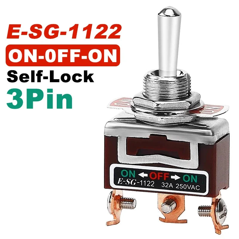 High Current Toggle Switch 2/3/4/6/8/9/12Pin Self Reset/Self-locking Switch Copper Pin 32A 250VAC Push Button Switch