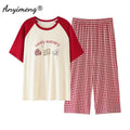Plus Size Women's Capri Pants Pajamas Sets Polka Dot | SAMAG