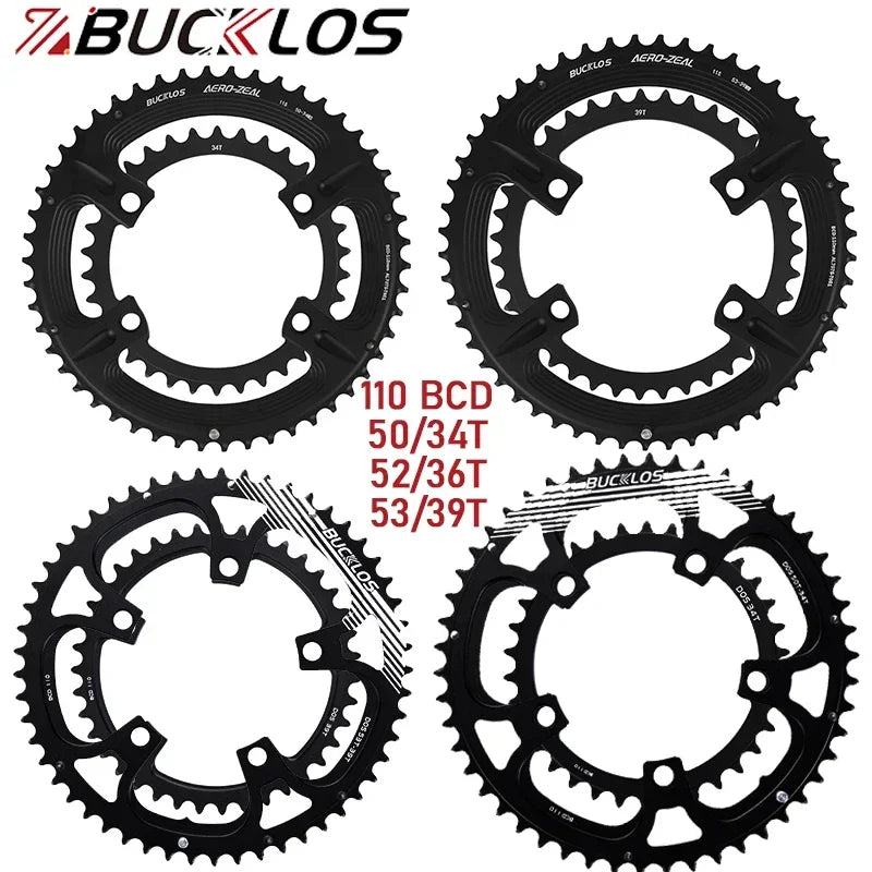 BUCKLOS Road Bike Chainring 110 BCD Chainring 4Hole 5Hole 34/36/39/50/52/53T Chainwheel Double Speed Road Bicycle Crown