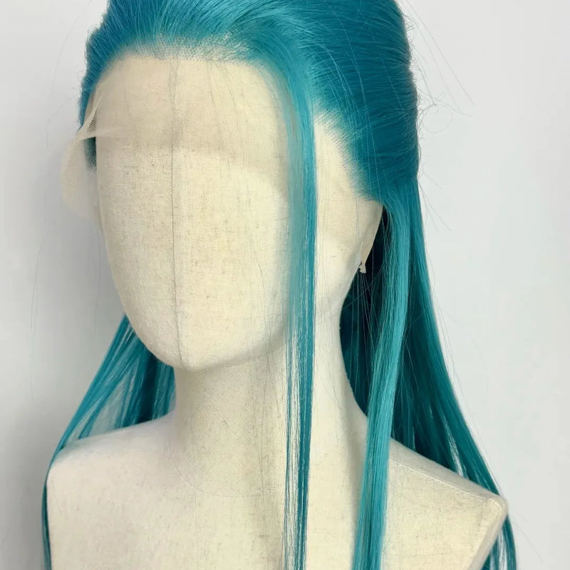 Ashely Turquoise Green Wig 13*4 26inch Long Straight Wigs for Women High Quality Lolita Synthetic Lace Wigs for Cosplay  통가발