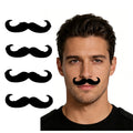 4Pcs Self-Adhesive Fake Mustache Set, Novelty False Handlebar Moustache for Halloween Cosplay, Costume Party, Masquerade, Prank