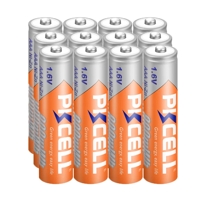 12Pcs PKCELL AAA 1.6V 900mWh Ni-Zn AAA Rechargeable Battery Batteries 3A NiZn AAA Batteries for Microphone Wireless Keyboard