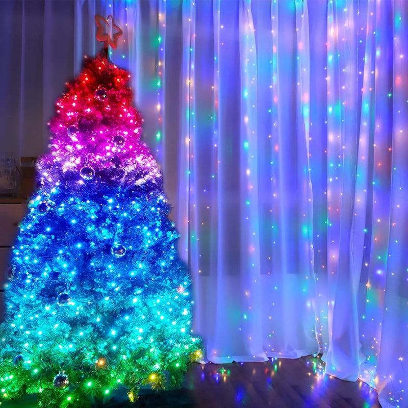 Curtain Light for Party/Wedding/Festival/Christmas,Window Blinking String Light for Bedroom/Living Room,USB Plug with 8 Modes