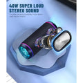Portable Bluetooth Speaker 3rd Gen - 40W Bass, Waterproof, 30-Hour Playtime, LED Lights, Wireless Stereo Pairing