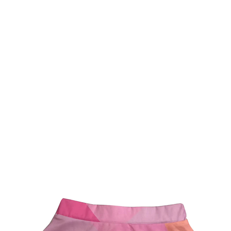 A Lace-Up Short Top with a Half-Length Skirt and a Geometric Pattern Women's Dress Set