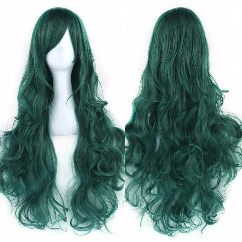 Soowee Curly Long Synthetic Hair Green Wig Hairpiece Pink Black Party Hair Cosplay Wigs for Women