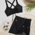Women Skirted Bikini Swimsuit Ruched Drawstring Crop | SAMAG