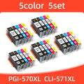 1SET 570 571 PGI-570 CLI-571 Ink Cartridge Compatible For Canon PIXMA MG5750  MG5751 MG5752 MG6850 TS6050  TS5050 TS5051 Printer