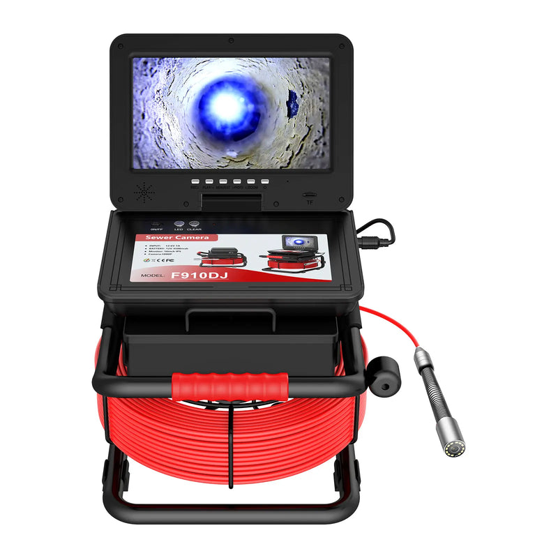 Sewer Pipe Inspection Camera 10 Inch IPS 1080P Screen Sewer Camera with 512hz Locator +Meter Counter+5MM Fiberglass Cable