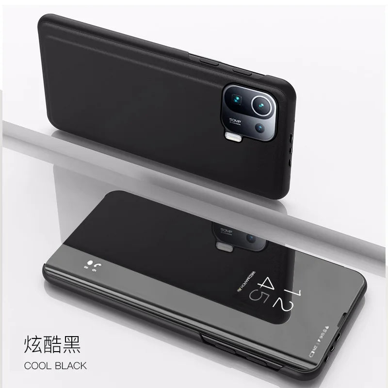 Smart Mirror Flip Case for Xiaomi Poco X3 Redmi Note 10 9 9s 11 8 8T 10s 11T Pro Max Plus 9A 9C Mi 9T Lite 5G Stand Cover Coque