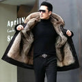 Fur Coat Detachable Hooded Keep Warm Jacket Parka Men Whole Mink Liner Winter New Fur Coat Mink-like Wool Mid-Length Leather