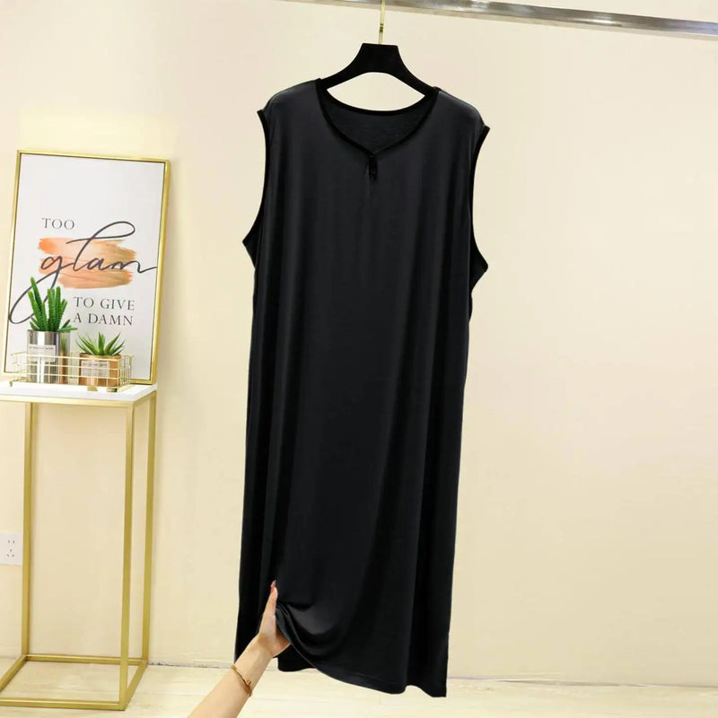 Cool Lightweight Modal Sleepwear Long One-Piece Robe for Men Summer Thin Breathable Naked Sleep Suit Home Comfortable Pajamas