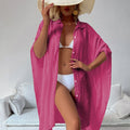 Women Lightweight Bamboo Cotton Beach Cover Up Shirt Style Loose Oversized Sun Protection Kaftan for Vacation Swimwear Outerwear