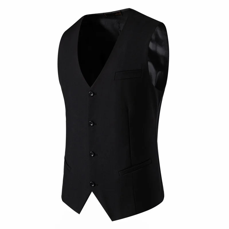 Men's Business Casual Suit Vest Slim Fit Solid Color Single Breasted Wedding Suit Vests Formal Dress Vests Party