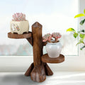 Handmade Wood Plant Stand for Succulents Living Room Desktop Balcony Bay Window Pure Crafted Plant Holder Decor
