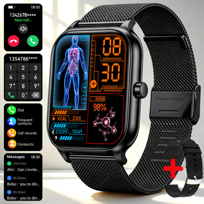 New Men woman Smart Watch 1.83" HD Screen Health Monitor wireless Call Sports Fitness tracking SmartWatches IP68 Waterproof
