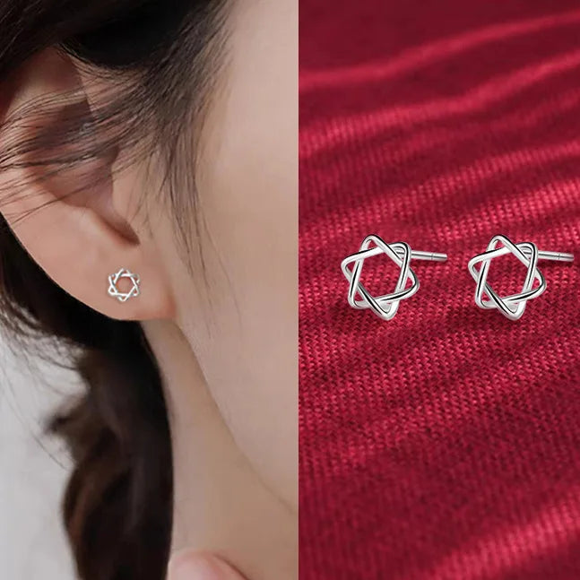 925 Sterling Silver Hypoallergenic Stud Earrings for Women Moon Star of David Maple Leaf Heart Lightning Earrings S999 Jewelry