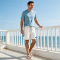 Men Waffle Knit Casual Shorts Drawstring Elastic Waist | SAMAG