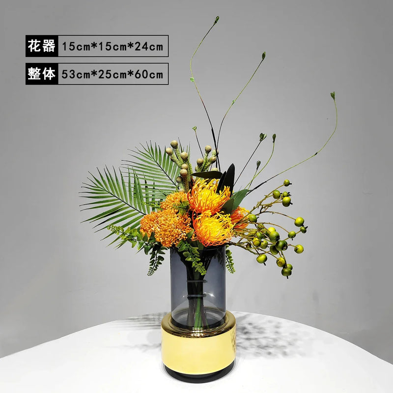 Elegant Artificial Flower Vase Set Home Office Decor Flower Arrangements Model Room Display