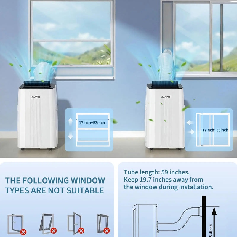 14000 BTU Portable Air Conditioner 4-in-1 Cool Dry Swing Fan Portable AC Unit with Remote LCD Display Child Lock Quiet Operation Fast Cooling Air Purification Dehumidifier Combo for Home Room Up to 800 Sq Ft