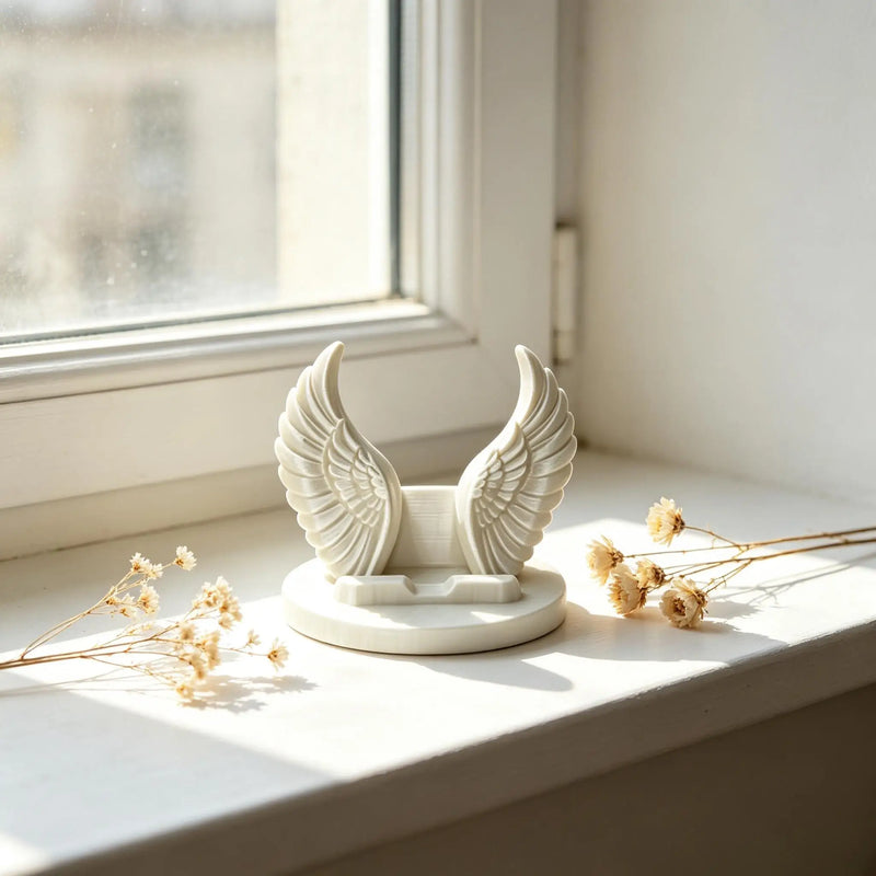 3D Printed Angel Wings Phone Holder, Stable Desktop Stand for All Smartphones, Unique Ornament