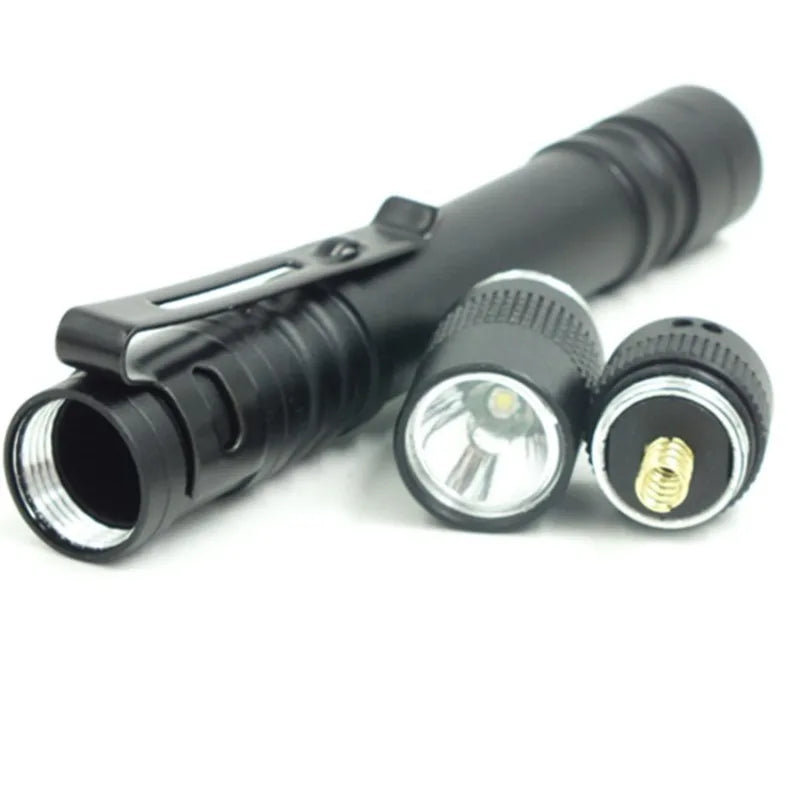 Mini Pen-shaped Flashlight AAA Battery Aluminum Alloy Waterproof Torch with Clip Portable Gift Light for Daily Outdoor
