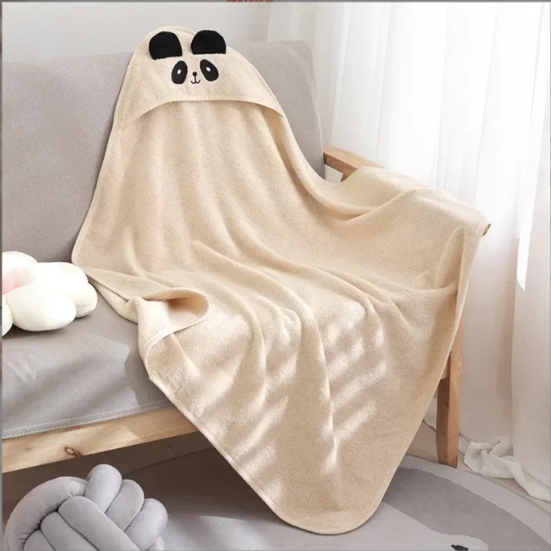 Thickened Absorbent Cotton Baby Bath Robe Cartoon Hooded Design Portable Soft Swaddle Blanket Infant Shower Daily Care Towel