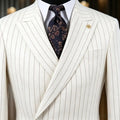 Pinstripe Men Suits for Wedding Party Slim Fit Groom Tuxedo 2 Pieces Single Button Custom Made Male Fashion Suit Jacket Pants