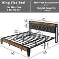 ANCTOR Twin/TwinXL/Full/Queen/King/CaliforniaKing Bed Frames, Storage Headboard with Outlets, No Noise, No Box Springs Needed