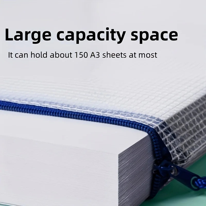 10pcs A3 Mixed Color, Student Supplies, Plastic, Folder Bag, Zip Folder, Mesh Zip Bag, Suitable For School Office Supplies