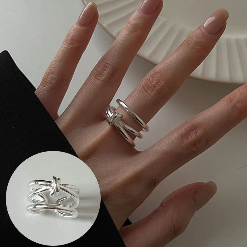 VENTFILLE 925 Sterling Silver Geometric Multilayer Round | SAMAG