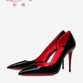 Elegant Hollow Women's High Heels 2026 Luxury Brand Black Pointed Toe Pumps Red Shiny Bottoms Sexy Fashion Ladies Shoes Women