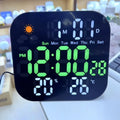 Wall Mountable Electronic Clock with Large Screen Real Time Temperature Humidity Readings Weather Forecast Green White