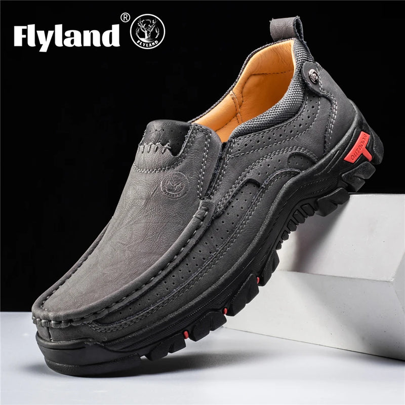 FLYLAND Men's Dress Shoes Fashion Leather Shoes Handmade Male Sapatos Hombre