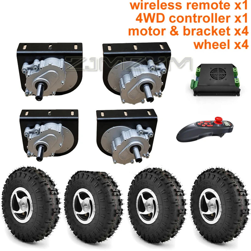 4WD 1000W Electric Four Drive kit 4.10-4 Off-road Tires 10 Inch Wheel Hub Cart 250W Motor With Wireless Remote Control