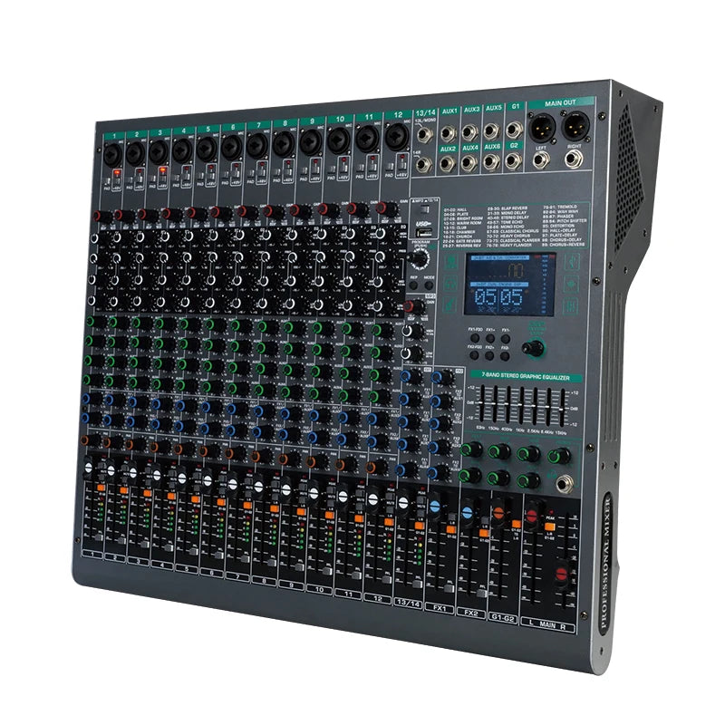 FSWIRI Professional DJ audio mixer 14/18-way mixer stage meeting Bluetooth USB flash drive MP3 tape effect  Sound mixer