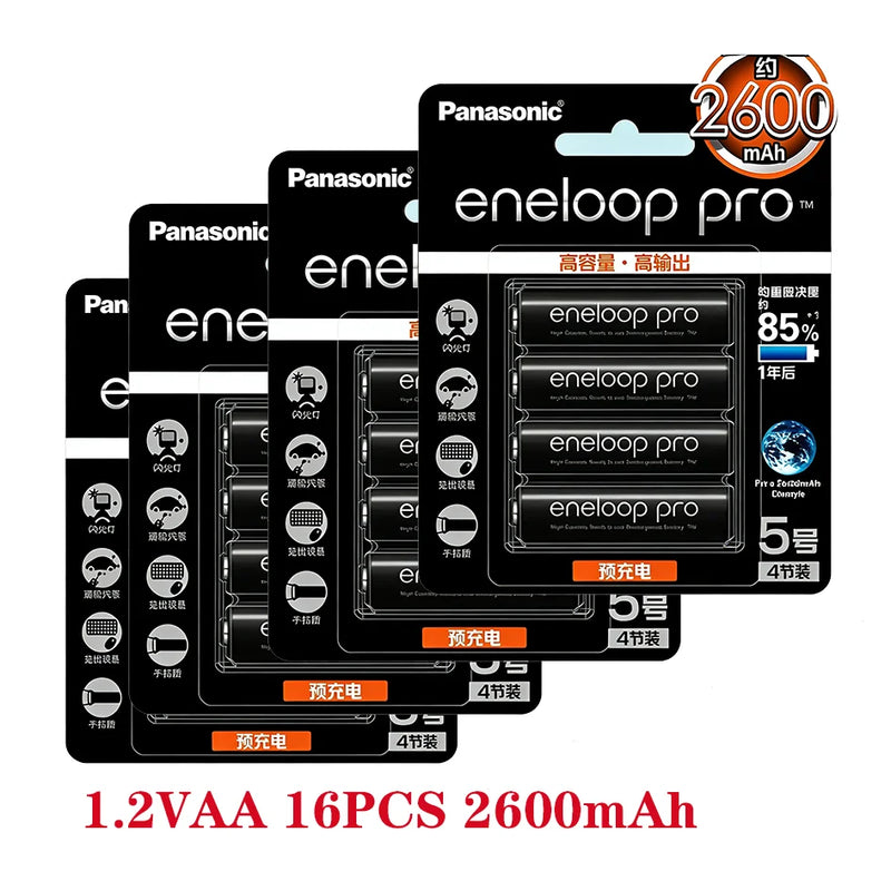 Genuine Panasonic Eneloop Pro AA 2600mAh 1.2V Ni-MH Pre-Charged Rechargeable Batteries for Camera Flashlight Toys