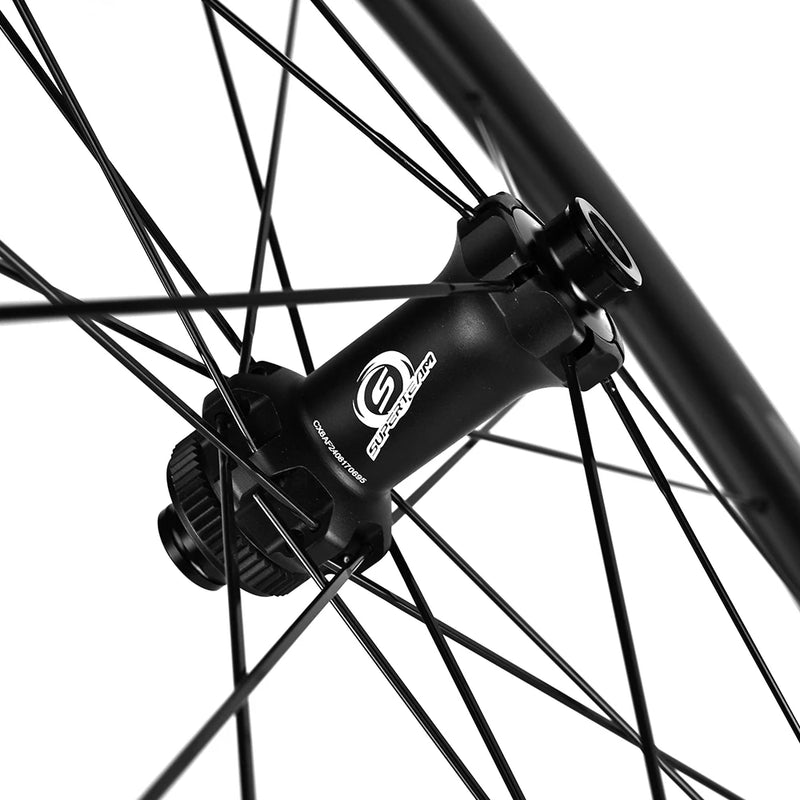 SUPERTEAM 700C Full D28-50 Carbon Wheelset Clincher Tubeless Road Bike Wheels Carbon Wheels for Disc Brake
